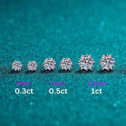 Snowflake Round Cut 6-Heart-Prong 0.3 - 2 Carat Moissanite Diamond S925 Stud Earrings