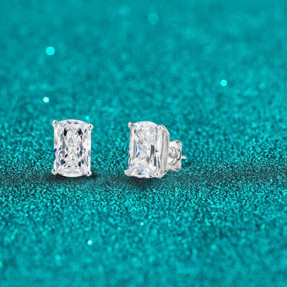 Emerald/Radiant Cut Solitaire 0.5/1/2 Carat Moissanite Diamond S925 Stud Earrings