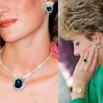 Princess Diana Oval Cut Sapphire Halo 1 Carat Moissanite Diamond S925 Pendant Necklace