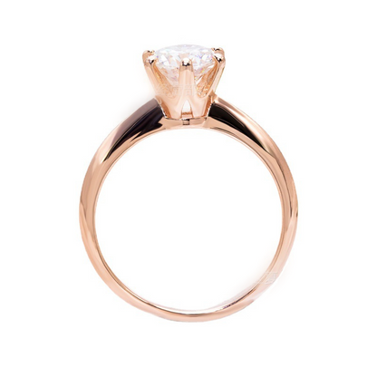 Rose Gold Round Cut 6-Prong Solitaire 1 Carat Moissanite Diamond S925 Engagement Ring
