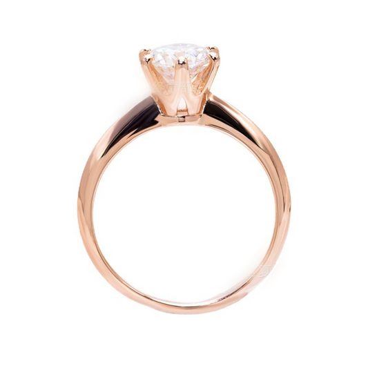 Anillo de compromiso S925 con diamante moissanita de 1 quilate y solitario de 6 puntas de talla redonda en oro rosa 
