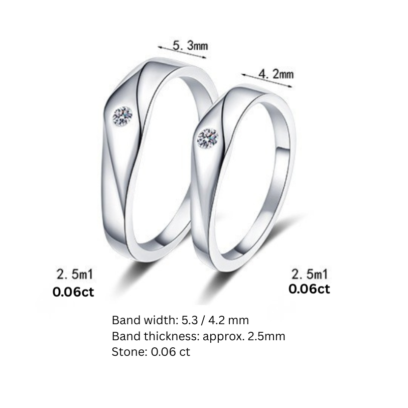Full Moon Moissanite S925 Wedding Set as Couple Rings, Promise Rings, Matching Wedding Bands