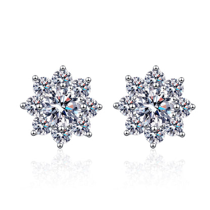 Floral Round Cut 0.3 /0.5/ 1 Carat Moissanite Diamond S925 Stud Earrings