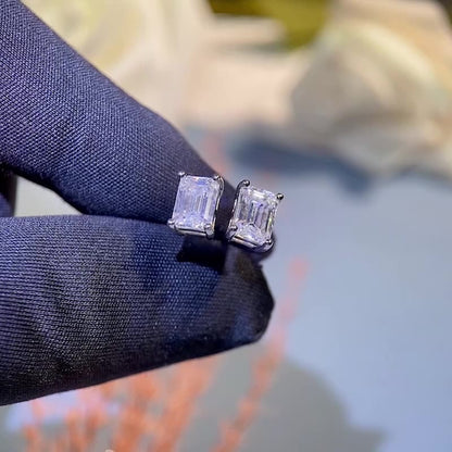 Emerald/Radiant Cut Solitaire 0.5/1/2 Carat Moissanite Diamond S925 Stud Earrings