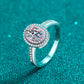 Oval Cut Pave Pink Double Halo 1 Carat Moissanite Diamond S925 Engagement Ring