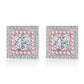 Princess Cut Pink Double Halo 0.6 Carat Moissanite Diamond S925 Stud Earrings
