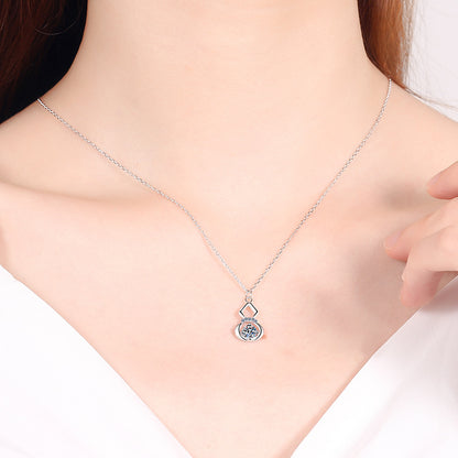 Gourd Round Cut 0.5 Carat Moissanite Diamond  S925 Pendant Necklace