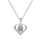 Pave Heart Round Solitaire 1 Carat Moissanite S925 Necklace