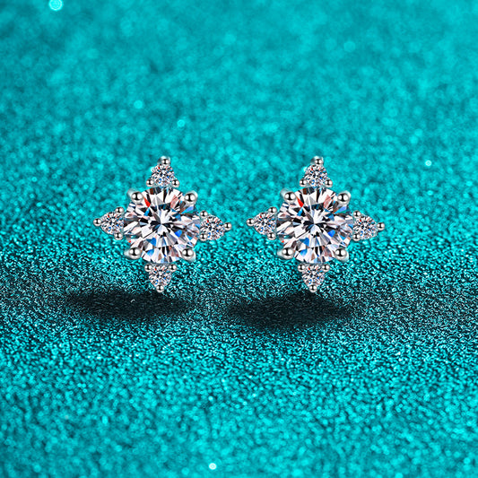 Happy Four Leaves 0.5/ 1 Carat Moissanite Diamond S925 Stud Earrings