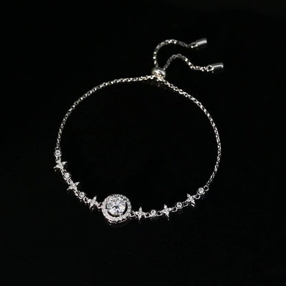 Starry Round Cut Halo 1 Carat Moissanite Diamond S925 Bracelet