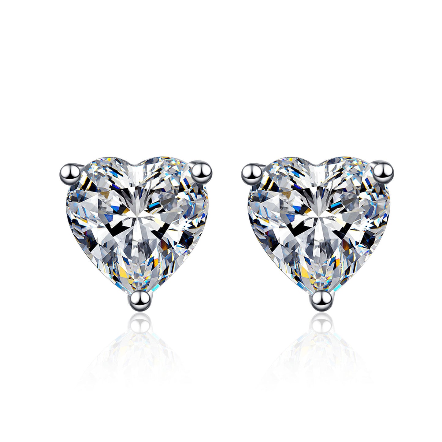 Heart-Shaped Solitaire 1/2 Carat Moissanite Diamond S925 Stud Earrings