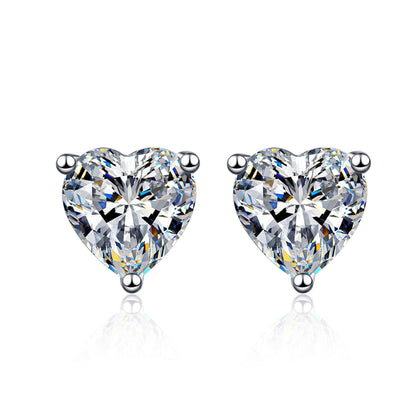 Heart-Shaped Solitaire 0.5/1/2 Carat Moissanite Diamond S925 Stud Earrings