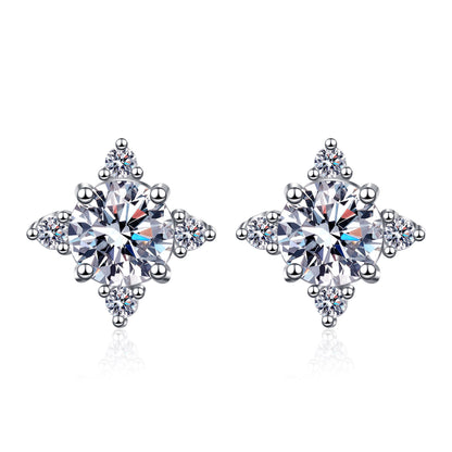 Happy Four Leaves 0.5/ 1 Carat Moissanite Diamond S925 Stud Earrings