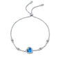 Blue/White Heart-Shaped Halo 1 Carat Moissanite Platinum Plated S925 Bracelet