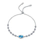 Blue/White Marquise Cut Halo 1 Carat Moissanite Platinum Plated S925 Bracelet