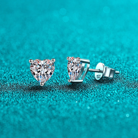 Heart-Shaped 1/2 Carat Moissanite Diamond S925 Stud Earrings