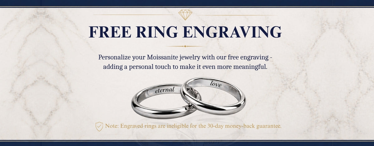 Free ring engraving on Moisza moissanite rings