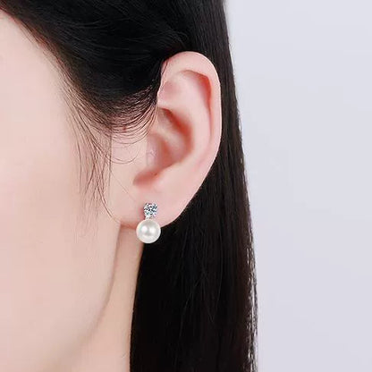 Phoebe Classic Pearl & Moissanite Stud Earrings — Moisza