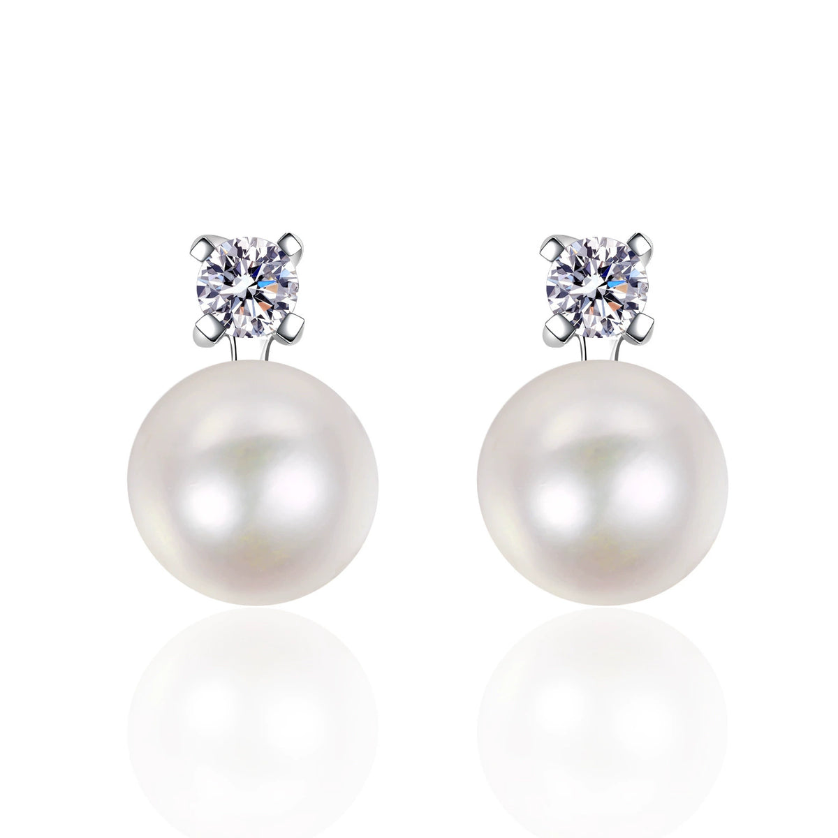 Phoebe Classic Pearl & Moissanite Stud Earrings — Moisza