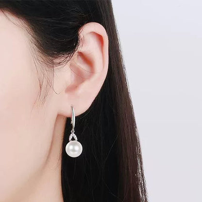 Phoebe Leaf Pearl & Moissanite Hook Earrings — Moisza