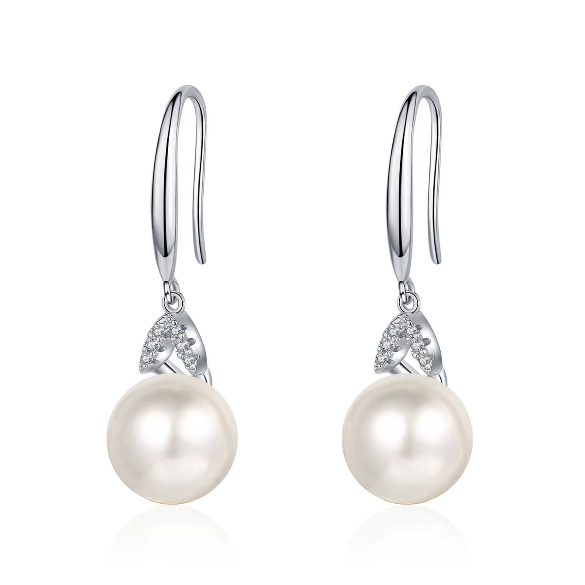 Phoebe Leaf Pearl & Moissanite Hook Earrings — Moisza