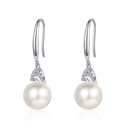 Phoebe Leaf Pearl & Moissanite Hook Earrings — Moisza