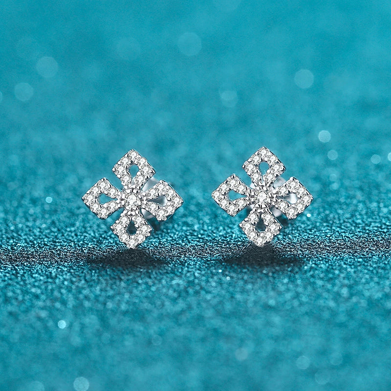 Phoebe Clover Pavé Pearl & Moissanite Drop Earrings — Moisza