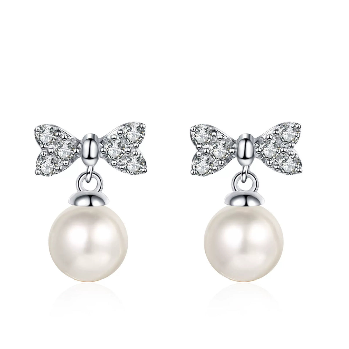 Phoebe Bow Pavé Pearl & Moissanite Drop Earrings — Moisza