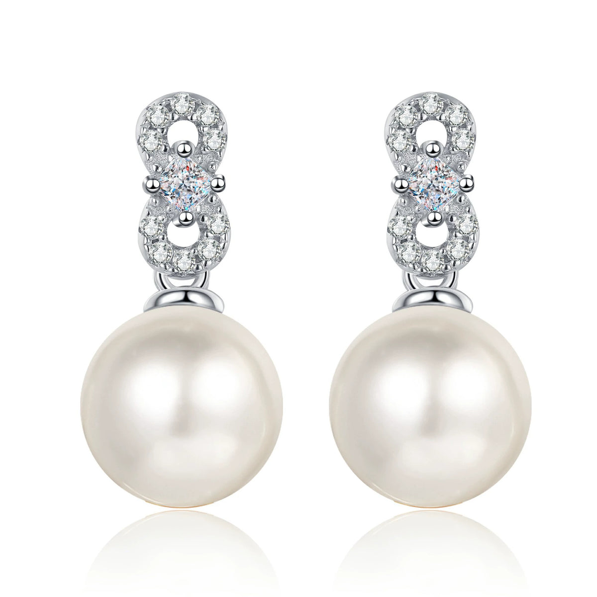 Phoebe Pavé Pearl & Moissanite Drop Stud Earrings — Moisza