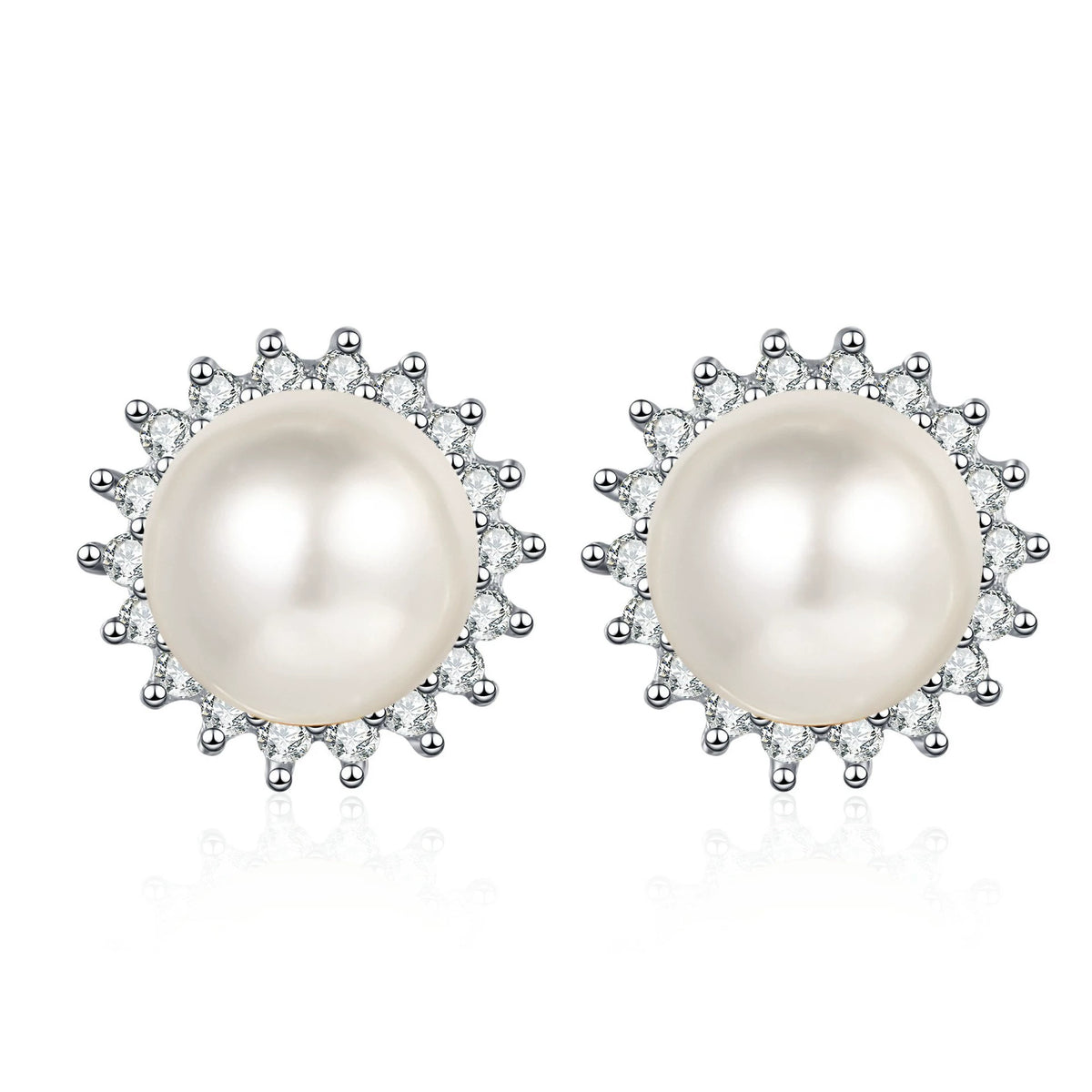 Phoebe Halo Pearl & Moissanite Stud Earrings — Moisza