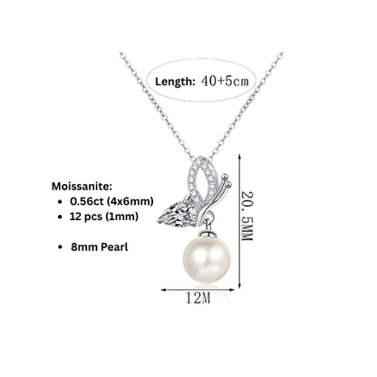Phoebe Butterfly 0.56 Carat Pearl & Moissanite Necklace — Moisza