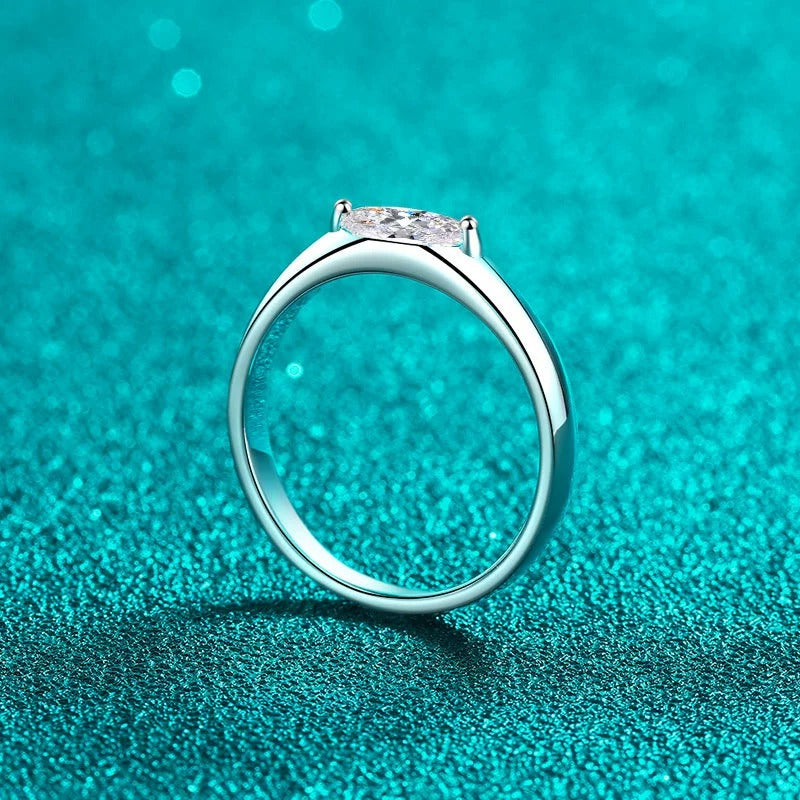 Theia East-West Solitaire Marquise 0.5 Carat Moissanite Engagement Ring — Moisza