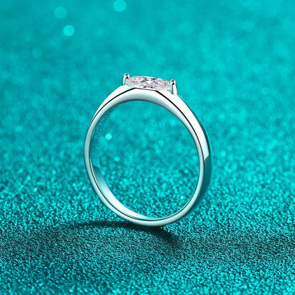 Theia East-West Solitaire Marquise 0.5 Carat Moissanite Engagement Ring — Moisza