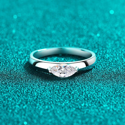 Theia East-West Solitaire Marquise 0.5 Carat Moissanite Engagement Ring — Moisza