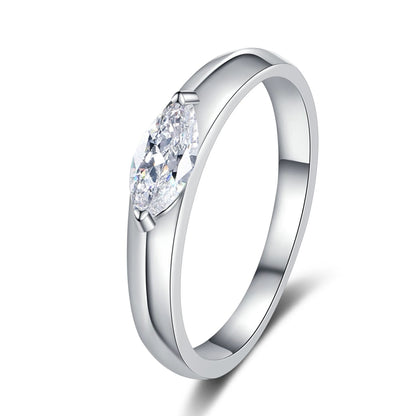 Theia East-West Solitaire Marquise 0.5 Carat Moissanite Engagement Ring — Moisza