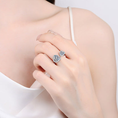 Venus Halo Open Heart-Shaped 2.5 Carat Moissanite Ring — Moisza