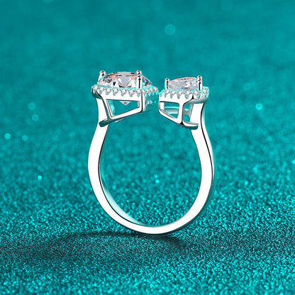 Venus Halo Open Heart-Shaped 2.5 Carat Moissanite Ring — Moisza