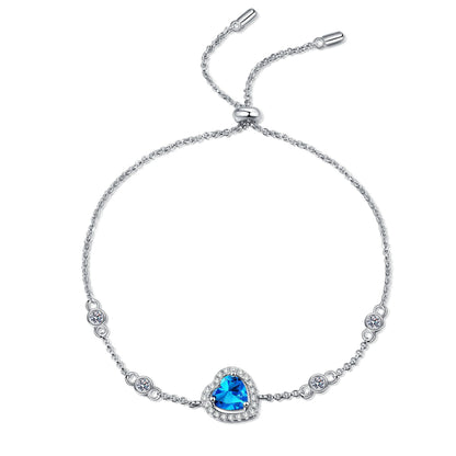 Venus Blue/White Halo Heart-Shaped 1 Carat Moissanite Bracelet — Moisza