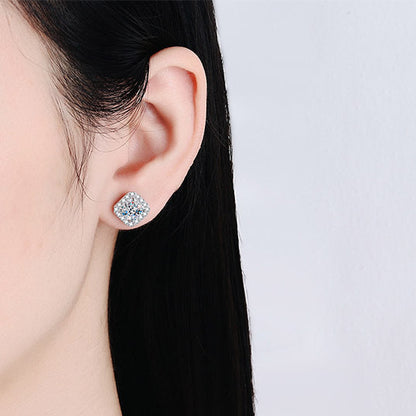 Vesta Halo Cushion Moissanite Stud Earrings — Moisza