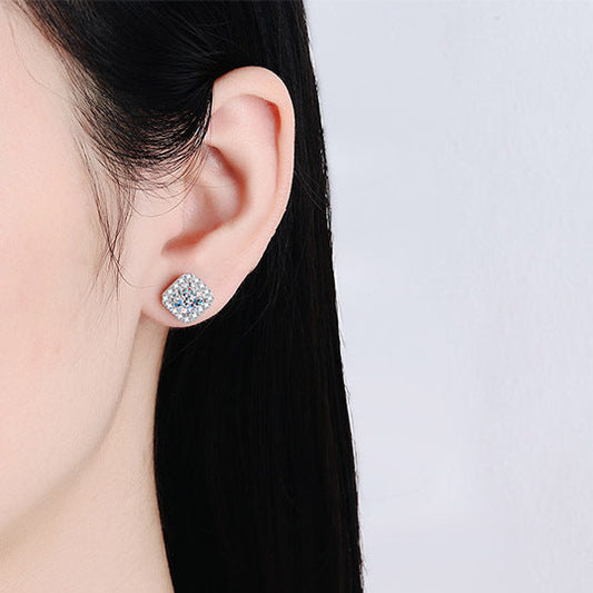 Vesta Halo Cushion Moissanite Stud Earrings — Moisza