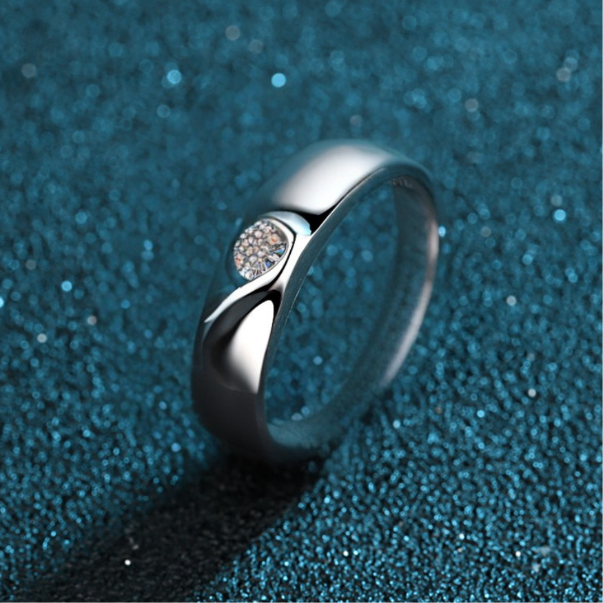 Hearts Beat As One 0.1 Carat Moissanite S925 Wedding Ring (Band)