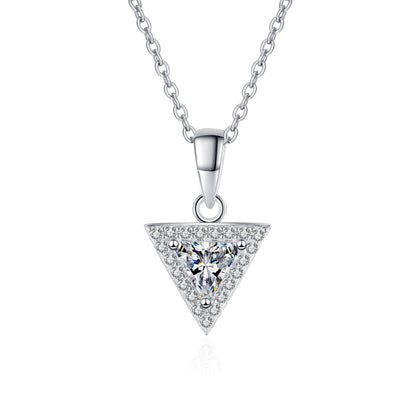 Trillion Cut Halo 0.5/ 1 Carat Moissanite Pendant Platinum-Plated S925 Necklace