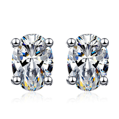 Basket Set Oval Cut 4-Prong Solitaire 0.5/1/2 Carat Moissanite Diamond S925 Stud Earrings