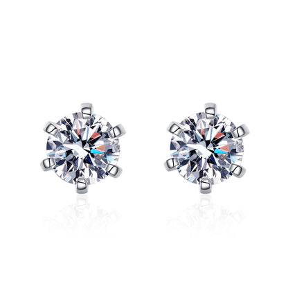 Martini Set Round Cut 6-Prong Solitaire 0.3 - 2 Carat Moissanite Screw-Back S925 Stud Earrings