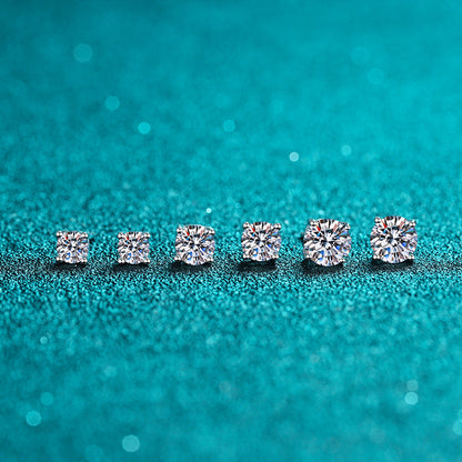 Round Solitaire 4-Prong Martini Set 0.2 - 2ct D Color VVS Moissanite S925 Stud Earrings