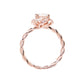 Rose Gold Floral Setting Twisted Shank Round Cut Solitaire 1 Carat Moissanite Diamond  S925 Engagement Ring