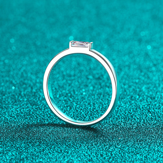 Tension Set Emerald Cut 0.5 Carat Moissanite Diamond S925 Designer Ring