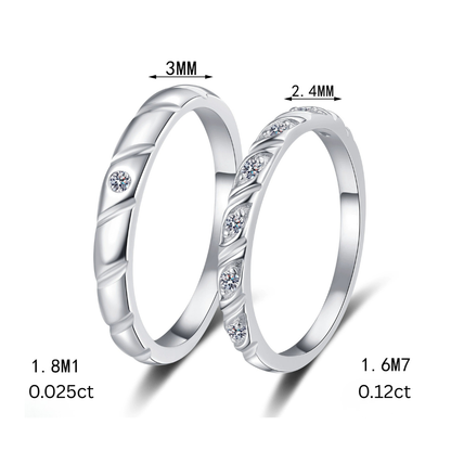 Braided Unity Moissanite S925 Wedding Set as Couple Rings, Promise Rings, Matching Wedding Bands