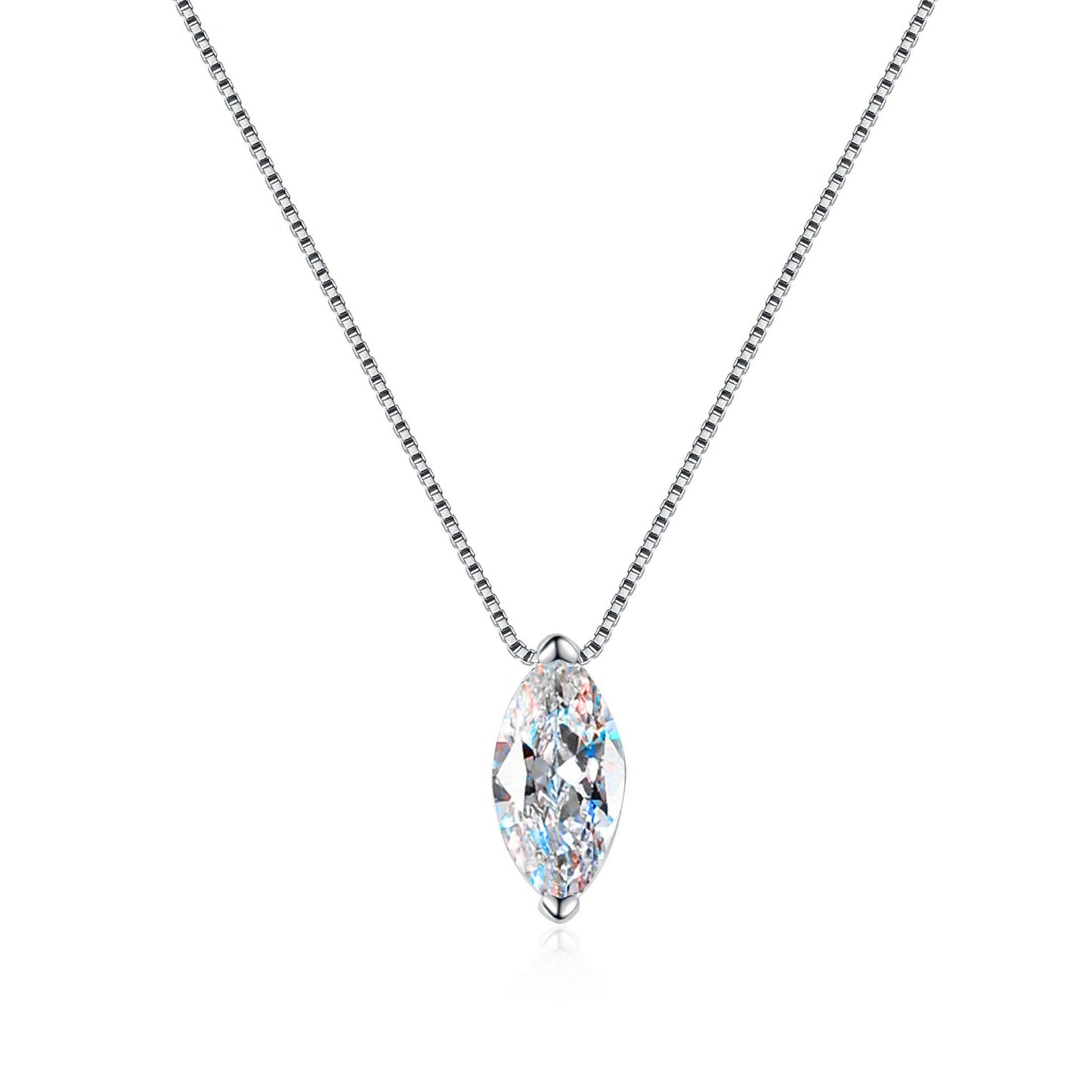 Theia Solitaire Marquise 1 Carat Moissanite Necklace — Moisza