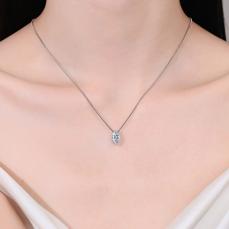 Theia Solitaire Marquise 1 Carat Moissanite Necklace — Moisza
